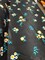 1 Yard Orange Blue Floral Embroidered Black Mesh Lace for Gowns Dresses Decor 50/54 Inch